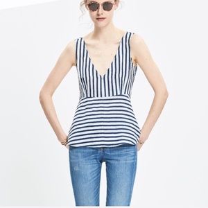 NWOT rivet&thread striped peplum tank Sz 00!